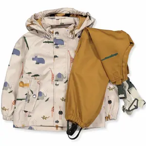 Kids raincoat with pants rain suit baby polyurethane rain jacket for children kid