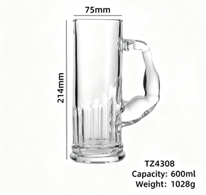 Factory Wholesale Restaurant Muscle Arm Beer <strong>Mug</strong>, Factory Direct 600ml Large Capacity Glass Stein for Banquets &amp; Events - Product Image 6
