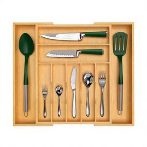 Organizador de Cajones de Madera Ajustable y Ecológico para Almacenamiento de Vajilla con Bandeja Extensible, Tipo Vertical - Product Image 4