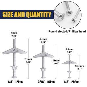 Baiguluo Expansion Bolt Set 48Pcs Metric Hammer Drive Anchors For Drywall And Hollow Walls Grade A Plain Carbon Steel - Product Image 2