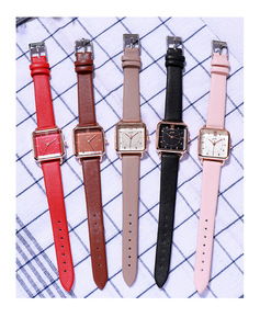 Reloj de cuarzo de lujo para mujer con esfera cuadrada y correa de cuero - Product Image 5