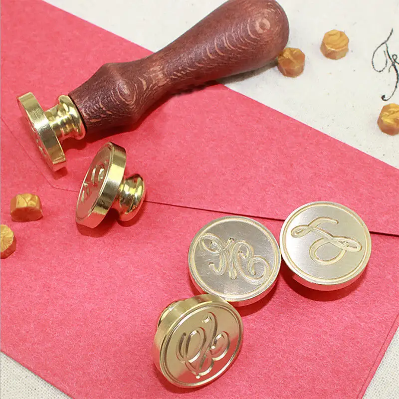 Custom Letter Envelope Sealing Wax Copper Seal Stamp Art Wax Seal Stamp Wood Handle Wedding Post Gifts