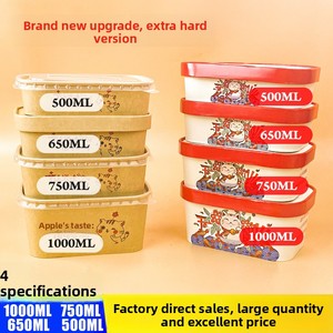 Contenitore Quadrato in Carta Kraft Spessa Usa e Getta con Disegno di Gatto, Scatola per Pranzo, Asporto e Insalata - Product Image 3