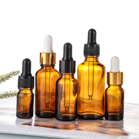 Flacons compte-gouttes en verre ambré personnalisés, bouchons pipette noirs opaques, pour huiles essentielles, sérums faciaux, contenants cosmétiques vides
