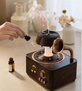 2026 nouveau Unique ménage Gramophone haut-parleur blanc bruit rotatif goutte de pluie humidificateur 7 couleur Led huile essentielle diffuseur d'arôme - Product Image 1
