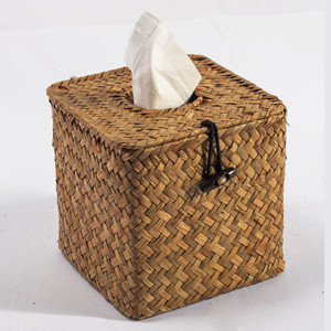 HBK handmade natural seagrass rattan Tissue Box Cover for office and bedroom
