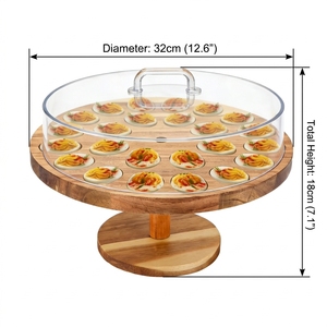Grand plateau à œufs en bois d'acacia avec couvercle transparent, 24 emplacements, support <span class=keywords><strong>pour</strong></span> apéritifs <span class=keywords><strong>pour</strong></span> la fête de Pâques - Product Image 3