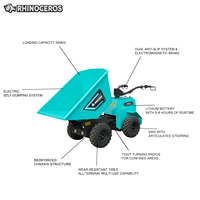 Promotion : Mini-dumper électrique Rhinoceros 500 kg avec chargeur frontal, batterie lithium, camion benne compact, godet de 0,28 m³ de grande capacité