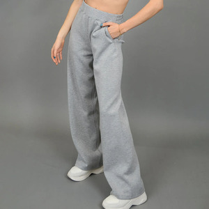 Vêtements de sport pour femmes sur mesure Tenue décontractée d'été Pantalon en molleton à jambes larges en coton mélangé plissé - Product Image 1