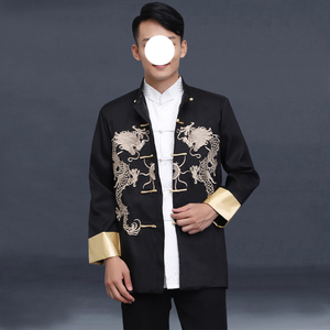 ชุดสูทผู้ชายสไตล์ถัง สำหรับฤดูใบไม้ผลิและฤดูใบไม้ร่วง เสื้อคลุมแขนยาว ลายปักมังกรแบบดั้งเดิมสไตล์จีนโบราณ - Product Image 2