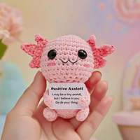 Peluche Axolotl au crochet fait main avec carte inspirante, jouet de réconfort émotionnel de poche, décoration de bureau pour adolescentes et jeunes filles