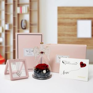 Nuovo design in vetro angel figurine per sempre rose conservate fiore eterno regalo di fiori per le donne - Product Image 6
