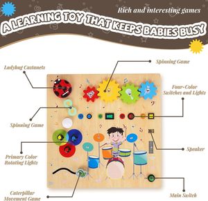 Tableau d'activités Montessori pour tout-petits, jouets sensoriels en bois pour développer la motricité fine, jouet de voyage, plateau d'activités sensorielles - Product Image 6