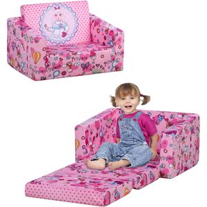 Sillón Infantil Convertible 2 en 1 Yoonnie, Sofá de Tela de Terciopelo con Bolsillo Lateral para Bebés - Product Image 1