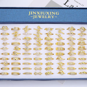 Jxx Различные Стили Кольца латунь 24K позолоченные женские кольца ювелирные изделия простой новый дизайн кольцо с цирконом - Product Image 2