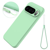 Étui de téléphone en silicone liquide de couleur unie avec cordon pour Google Pixel 11 10 Pro XL 4A