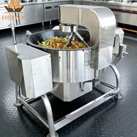 Wok en fonte de 150 L à alimentation directe GPL/GNL, avec extérieur en acier inoxydable, agitation planétaire, contrôle de la température et revêtement de qualité alimentaire pour