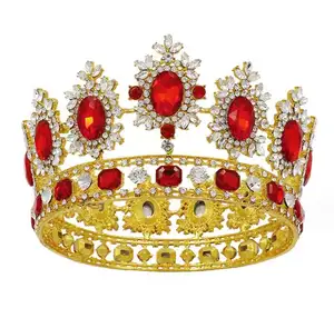 The Newest High Quality Crystal Alloy Wholesale Large Pageants Full Round Kings Crown