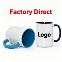 Mug à sublimation personnalisé 15oz, mug en céramique bicolore, mug imprimé sur toute la surface, personnalisé pour transfert thermique, vente en gros