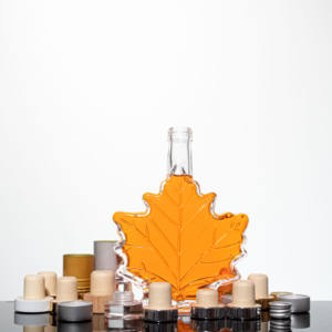 250ML 100ML 50ML Unique Forme De Feuille <span class=keywords><strong>D</strong></span>'<span class=keywords><strong>érable</strong></span> Vide Mini Verre Liqueur Boisson Bouteille De Vin Bouteille De <span class=keywords><strong>Sirop</strong></span> - Product Image 3