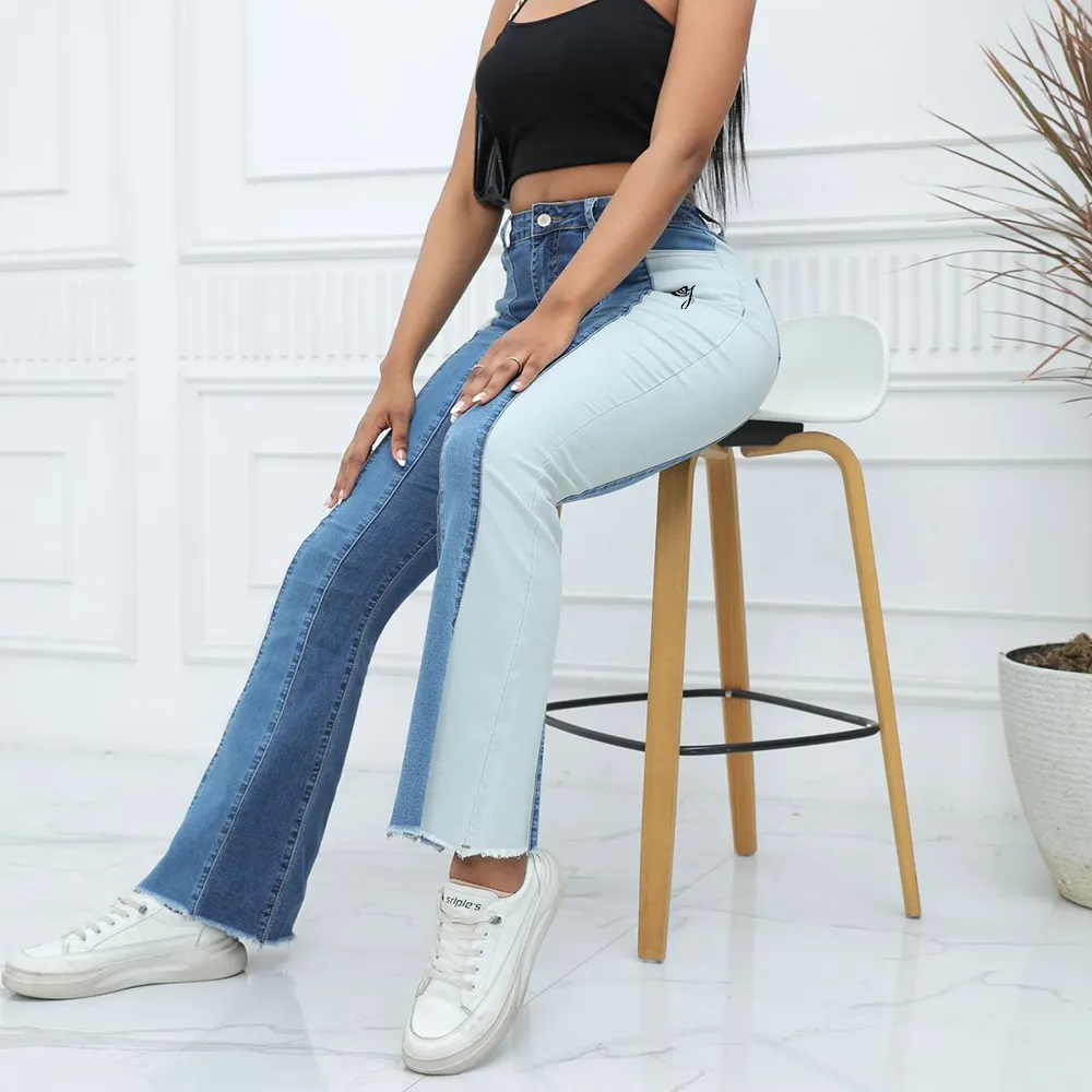 SMO maman jeans femmes taille haute denim pantalon ensemble avec patchs femme 2024