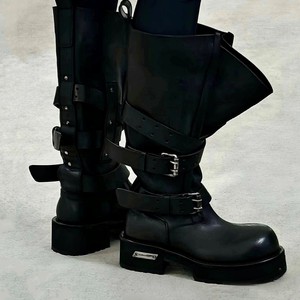 Fabricant personnalisé femmes rétro boucle de ceinture Venom <span class=keywords><strong>bottes</strong></span> grand tube fond épais moto vintage <span class=keywords><strong>gros</strong></span> orteil femmes mollet Punk <span class=keywords><strong>bottes</strong></span> - Product Image 6