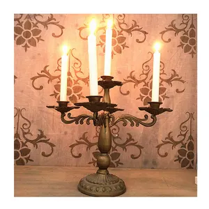 4 Arms Metal Candle Holder Elegant European Gold Candelabra for Wedding Dining Table Christmas Party