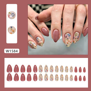 Juego <span class=keywords><strong>de</strong></span> <span class=keywords><strong>uñas</strong></span> postizas acrílicas ABS, 30 Uds., arena cuadrada <span class=keywords><strong>de</strong></span> frijol, flores <span class=keywords><strong>pequeñas</strong></span>, diseño <span class=keywords><strong>de</strong></span> ataúd <span class=keywords><strong>de</strong></span> almendra, 24 Uds., prensa en <span class=keywords><strong>uñas</strong></span> postizas para salón DIY - Product Image 2