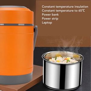 <b>USB</b> Electric <b>Heating</b> Stainless Steel Triple Tier Lunch Box Bento Container with PP Lid Microwave Safe for Office School - Product Image 2