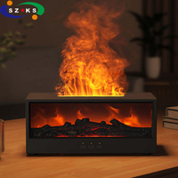 Diffuseur d'arômes de cheminée de simulation de bureau à LED 7 couleurs avec télécommande, humidificateur ultrasonique, alimentation USB