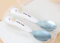 Nouveau Design classique ensemble de vaisselle pour enfants en alliage de titane pur cuillère fourchette cuillère dentée Portable avec poignée en plastique Camping