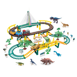 Set de Tren de Dinosaurios Eléctrico para Armar, Juguete Educativo para Niños de 3 a 6 Años, Modelo de Plástico con Dinosaurios y Puente - Product Image 1