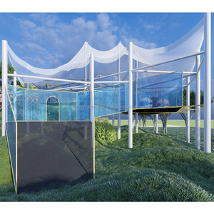Rêve extérieur carré colline forêt jardin polyester corde tricoté saut net trampoline parc <span class=keywords><strong>aire</strong></span> <span class=keywords><strong>de</strong></span> <span class=keywords><strong>jeux</strong></span> <span class=keywords><strong>avec</strong></span> toboggan en acier inoxydable - Product Image 2