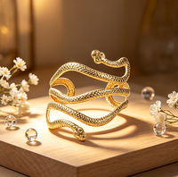 Bracelet Serpent Ajustable en Métal, Manchette Ouverte pour le Bras, Style Vintage Égyptien, Bijou de Bras Supérieur Exagéré pour Femme, Idéal pour Fête Costumée