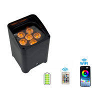 6*18w Focos Inalámbricos RGBWA+UV a Batería Recargables para KTV, Fiestas de Boda y Escenarios de DJ con Flight Case