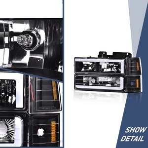 Nuevo Kit de Faros Delanteros de Repuesto Personalizados Negros con Reflector Ámbar LED DRL, 12V, para <span class=keywords><strong>Chevrolet</strong></span> C/K 1500 <span class=keywords><strong>Pickup</strong></span> 1994-1998 - Product Image 5