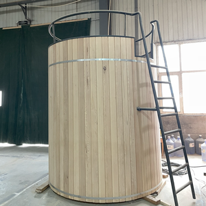 Sauna Elettrica Personalizzata per Esterni per 2-4 Persone, in Legno Massello, con Funzione Vapore Secco e Umido, Vasca per Immersione a Freddo e Bagno di Ghiaccio per Villa e Parco - Product Image 5