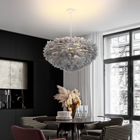 Lustre en plumes d'inspiration nordique pour chambres à coucher Design créatif Simple Chambre de princesse romantique chaleureuse Célébrité en ligne Taille moyenne