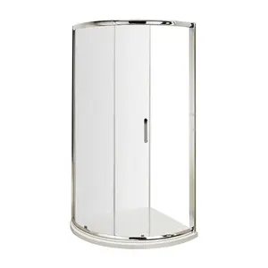 Porte de salle de bain en verre trempé incurvé PTB porte coulissante à ouverture unique avec cadre en chrome poli Style moderne