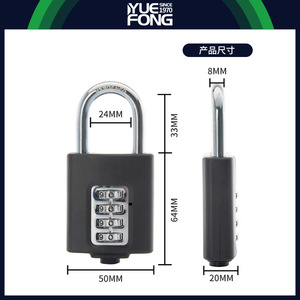 Yuefeng Combination <b>Padlock</b> 4-digit Zinc Alloy Anti-theft Lock Rectangular Black Home Use - Product Image 3