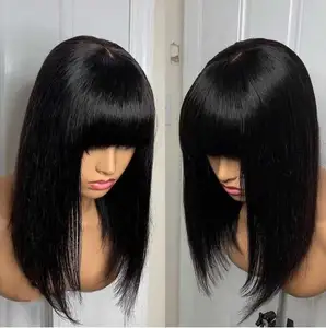 RXHAIR Hot Selling Cheap Human Virgin Hair Wigs Raw Vietnamese Hair Bob Straight Wig With Not Lace Bang For Black Women
