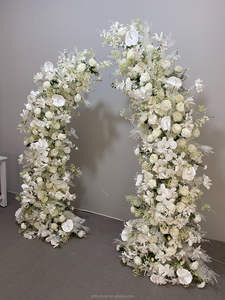 Arco Decorativo en Forma de Cuerno, Anillo Circular con Flores Artificiales para Decoración de Fondo de Boda, Superventas - Product Image 2