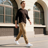 T-shirt à manches longues pour homme en coton mercerisé de qualité supérieure, tricoté, blanc, séchage rapide, respirant, 200 grammes, coupe classique, décontracté, pour tous les jours