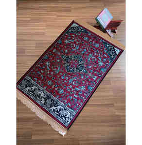 Tapis de prière musulman en velours floral en diamant doré, fait à la machine, à poils coupés, antidérapant, lavable, pour <span class=keywords><strong>les</strong></span> voyages et la maison, cadeau - Product Image 1