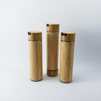 Grosir botol air bambu ramah lingkungan botol termos baja tahan karat dinding ganda terisolasi termos vakum