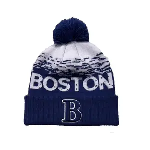 Gorro de inverno com logotipo bordado 3D personalizado, chapéu de malha grátis para futebol com padrões de jacquard, chapéu personalizado com seu logotipo