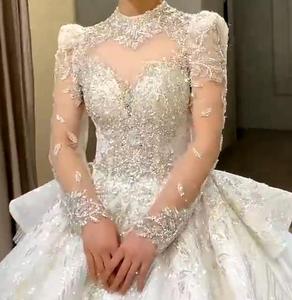 S0020Y Offres Spéciales de haute qualité avec <span class=keywords><strong>hijab</strong></span> prix de gros dentelle tissu <span class=keywords><strong>mariée</strong></span> blanc grande taille robes de <span class=keywords><strong>mariée</strong></span> - Product Image 1