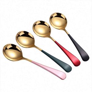 Hot Selling Colorful Handle Round <b>Spoon</b> Stainless Steel Round Head Soup <b>Spoon</b> Modern 304 Stainless Steel <b>Spoons</b> for Soup - Product Image 1
