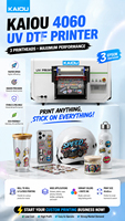 Impresora UV Híbrida Automática KAIOU 4060 con 3 Cabezales de Impresión para Impresión de Adhesivos UV DTF/Carcasas de Teléfono, Acrílico y Madera