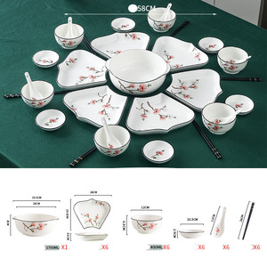 ชุดอาหารจานชามกระเบื้องเคลือบลายคลาสสิกทันสมัย เรียบง่าย ทนทาน เหมาะสำหรับการรับประทานอาหารอย่างยั่งยืน - Product Image 2